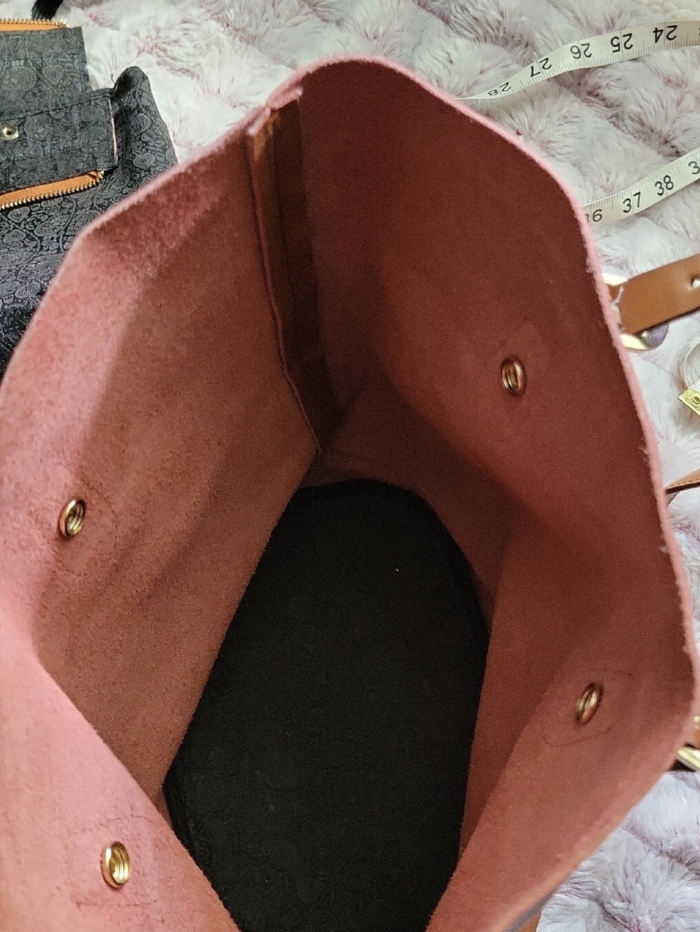 Genuine Leather Tote Bag w/Removable Snap-In Pouch 2-in-1 Minimalist Work Bag - Picture 15 of 17